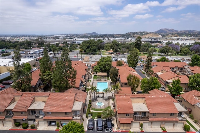 aerial view with a mountain view