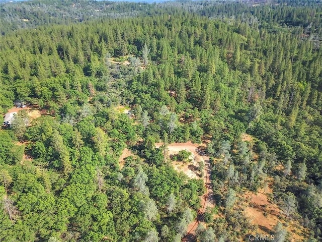bird's eye view featuring a forest view