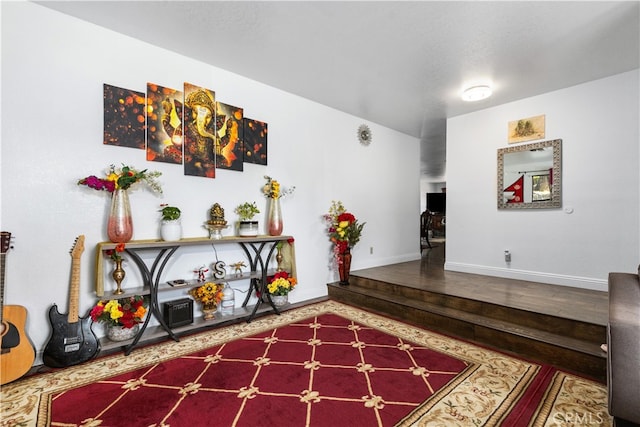 living area featuring hardwood / wood-style floors