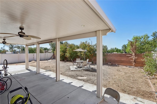 view of patio / terrace with ceiling fan