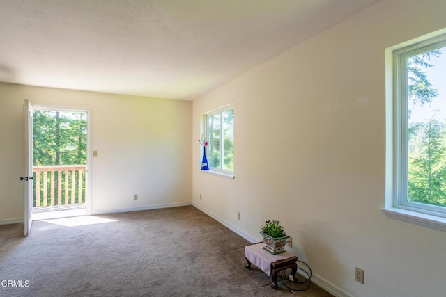 carpeted empty room with baseboards
