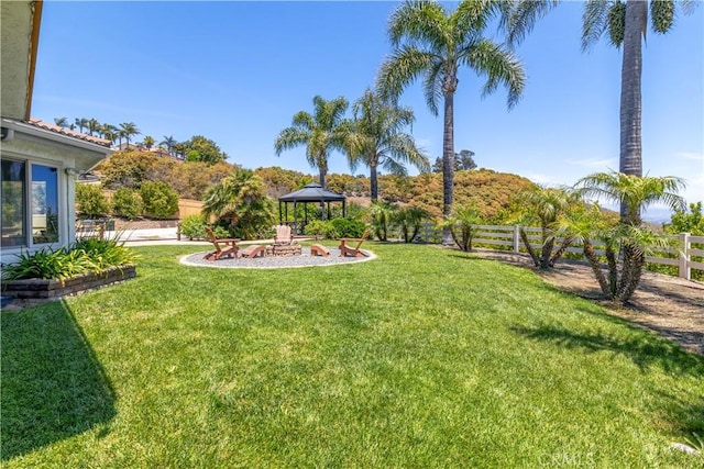 view of yard featuring a gazebo