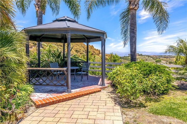 view of patio / terrace featuring a gazebo