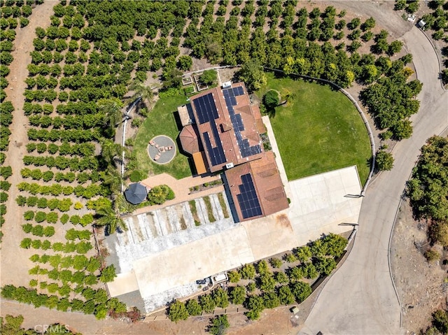 birds eye view of property featuring a rural view