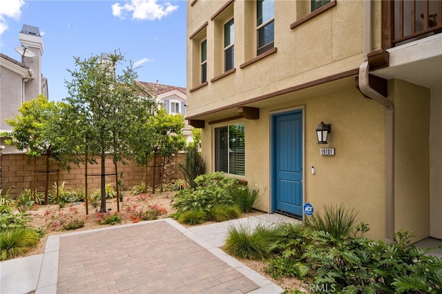 doorway to property featuring a patio