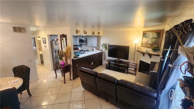 view of tiled living room