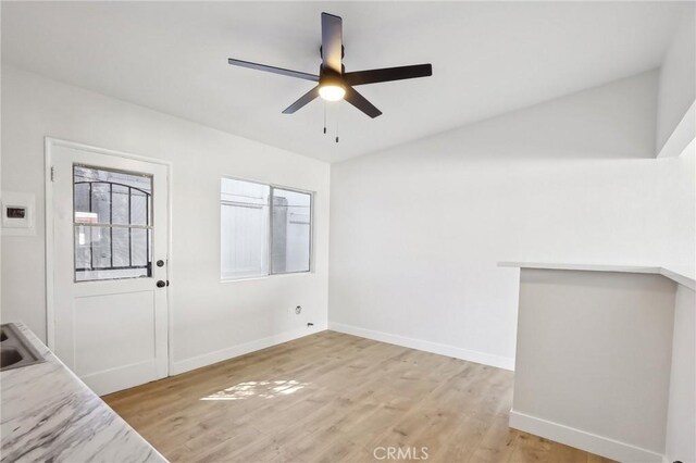 18508 Mansel Ave, Redondo Beach, CA 90278 - entryway featuring baseboards, ceiling fan, and light wood-style floors