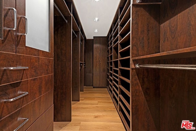 spacious closet with light wood-type flooring