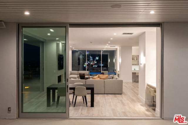 living room featuring light wood-type flooring