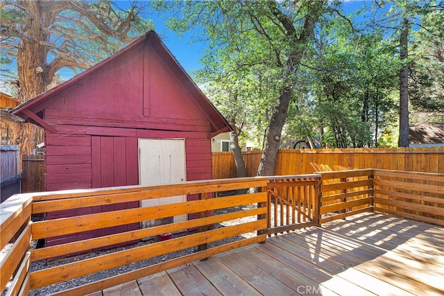 deck with a shed