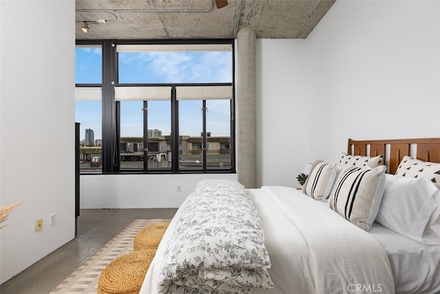 bedroom with rail lighting