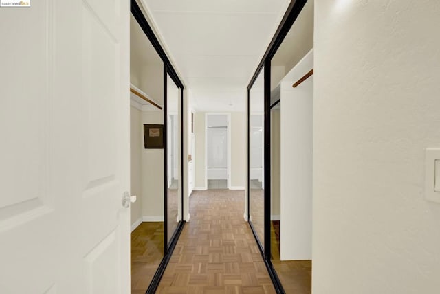 hall featuring light parquet floors