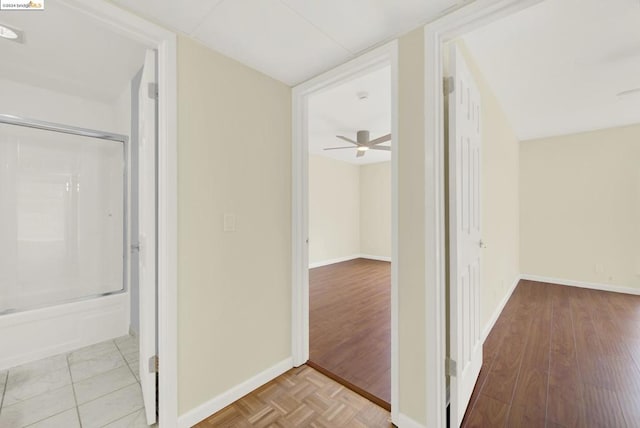 hallway featuring light wood-type flooring