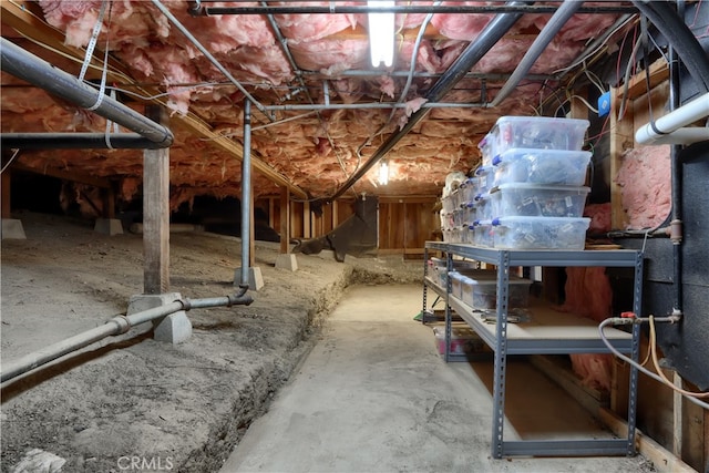 view of unfinished attic