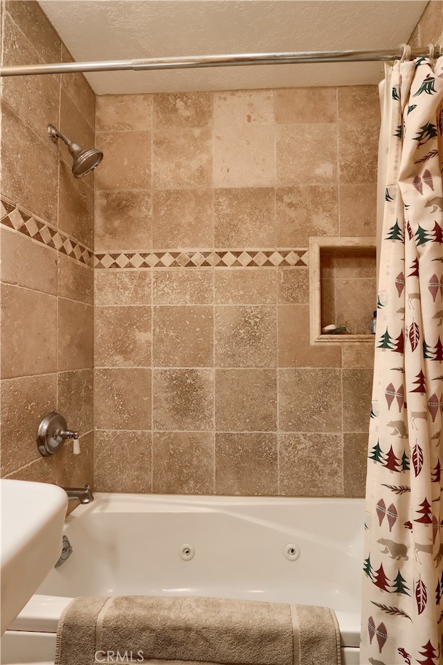 bathroom featuring shower / tub combo with curtain