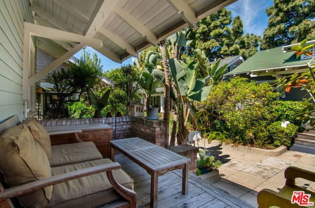 view of patio featuring an outdoor living space