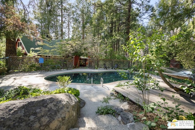 view of pool featuring a patio