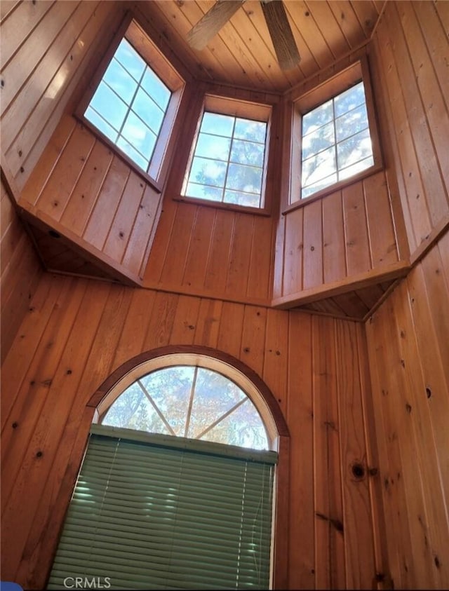 interior details with wooden walls and wooden ceiling