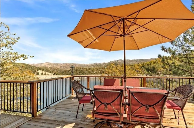 deck with a mountain view