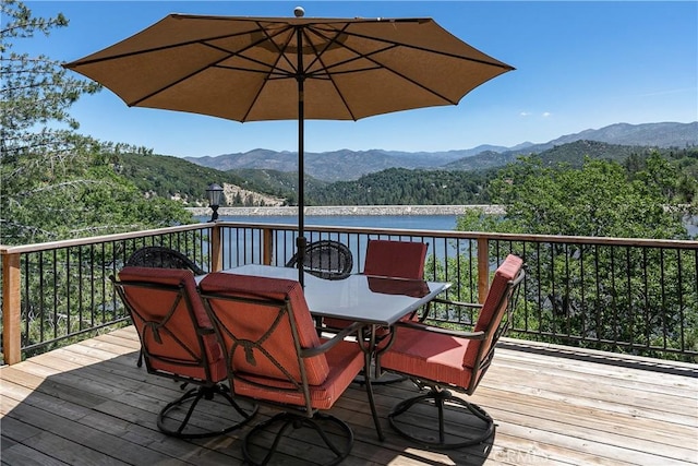 deck featuring a mountain view