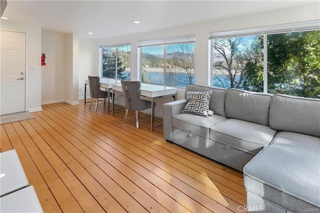 interior space with light hardwood / wood-style floors