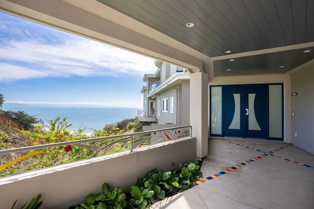 balcony with a water view