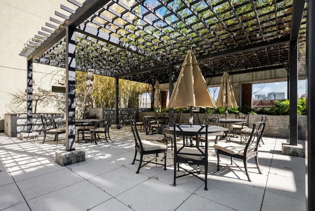 view of patio / terrace featuring a pergola