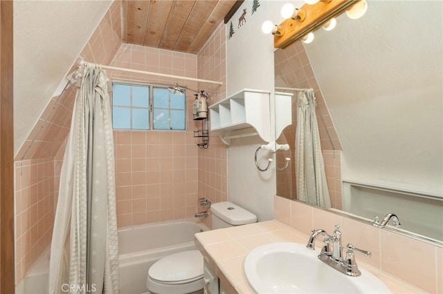 full bathroom featuring vanity, toilet, and shower / tub combo