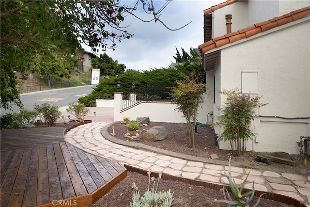 view of yard with a deck