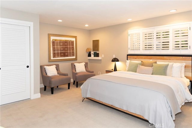 6829 Corintia St, Carlsbad, CA 92009 - bedroom with light colored carpet, recessed lighting, and baseboards