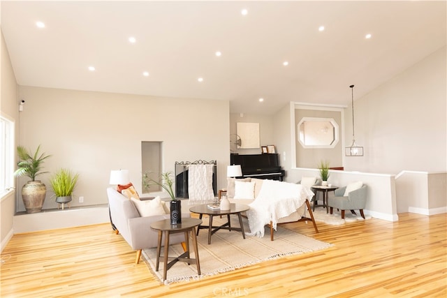 living room with light wood-type flooring