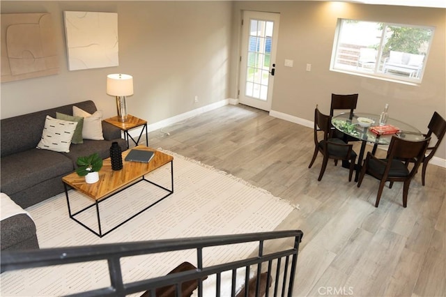 living room with light wood-type flooring