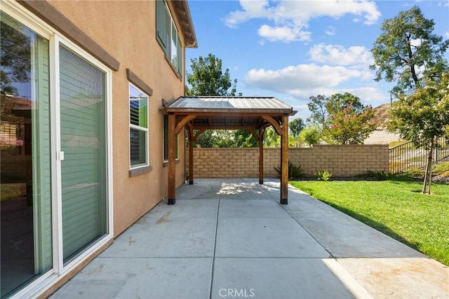 view of patio / terrace featuring a gazebo