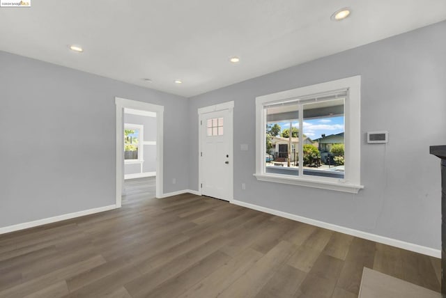 foyer entrance with dark wood-type flooring