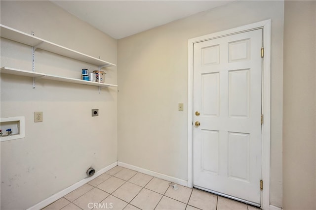 clothes washing area featuring washer hookup, light tile patterned floors, and hookup for an electric dryer