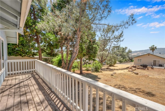 deck featuring a mountain view