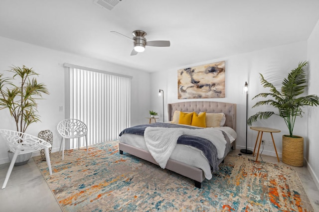 bedroom featuring ceiling fan