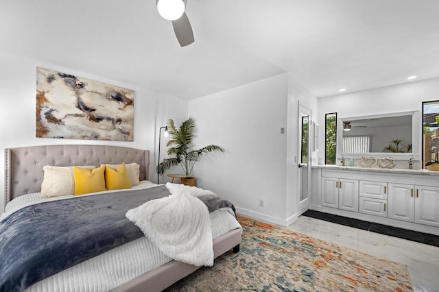 bedroom featuring ceiling fan