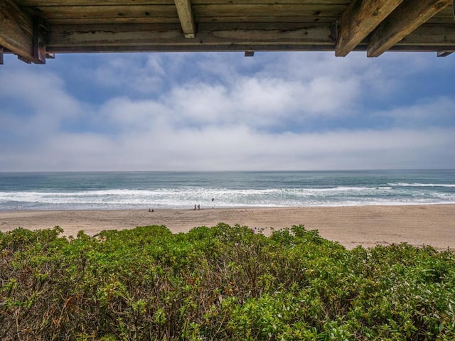 property view of water with a beach view