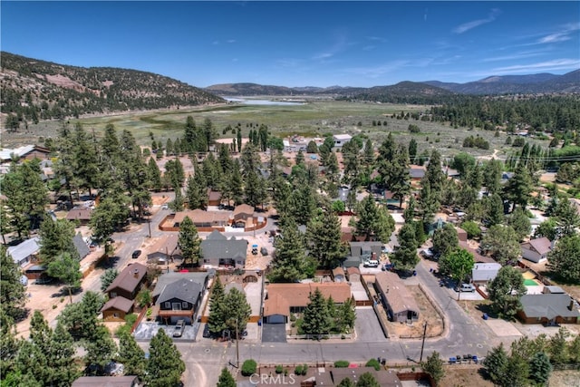 birds eye view of property with a mountain view