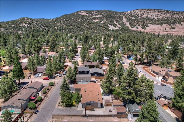 drone / aerial view featuring a mountain view