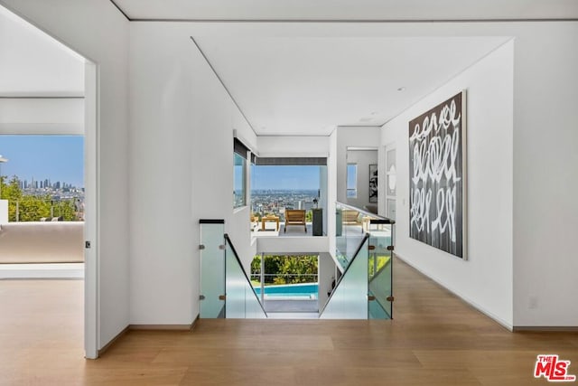 interior space with hardwood / wood-style floors