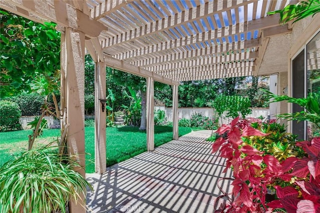 view of patio / terrace featuring a pergola