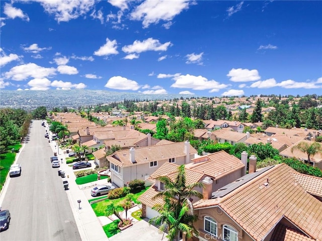 aerial view with a mountain view