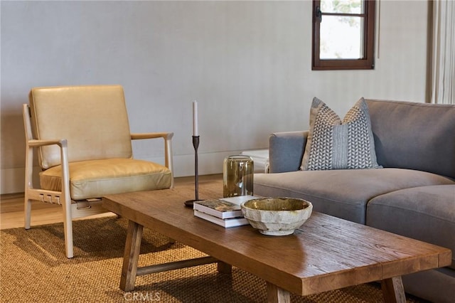 living area with wood-type flooring