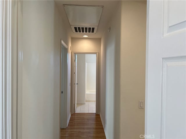 hallway featuring light wood-type flooring