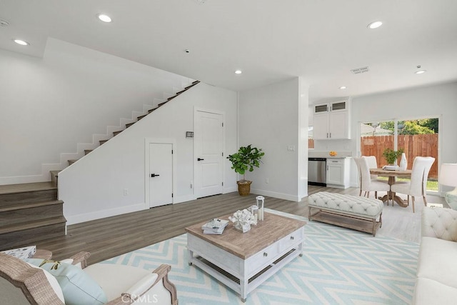 living room with hardwood / wood-style flooring