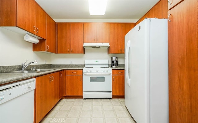 kitchen featuring sink and white appliances