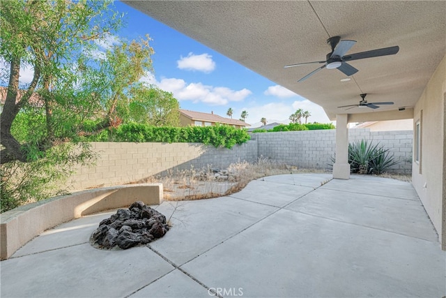 view of patio / terrace featuring ceiling fan