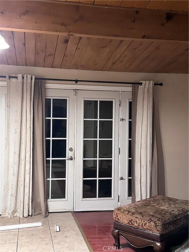 doorway to property featuring french doors